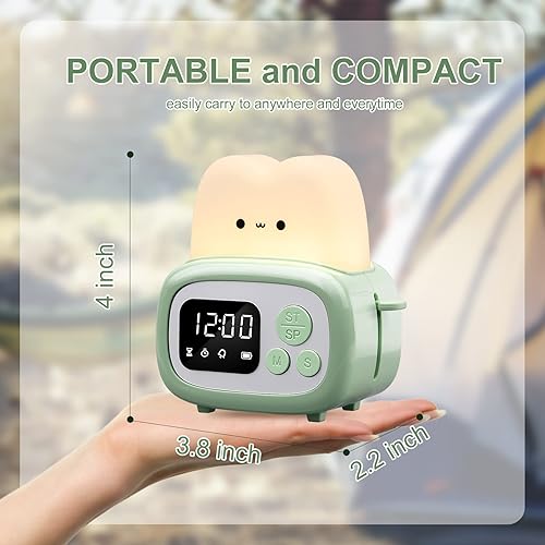 Miniatura 5 de QANYI Reloj con temporizador pequeño, lámpara tostadora, bonita luz nocturna con herramienta de gestión de tiempo y reloj de mesa, alarma,