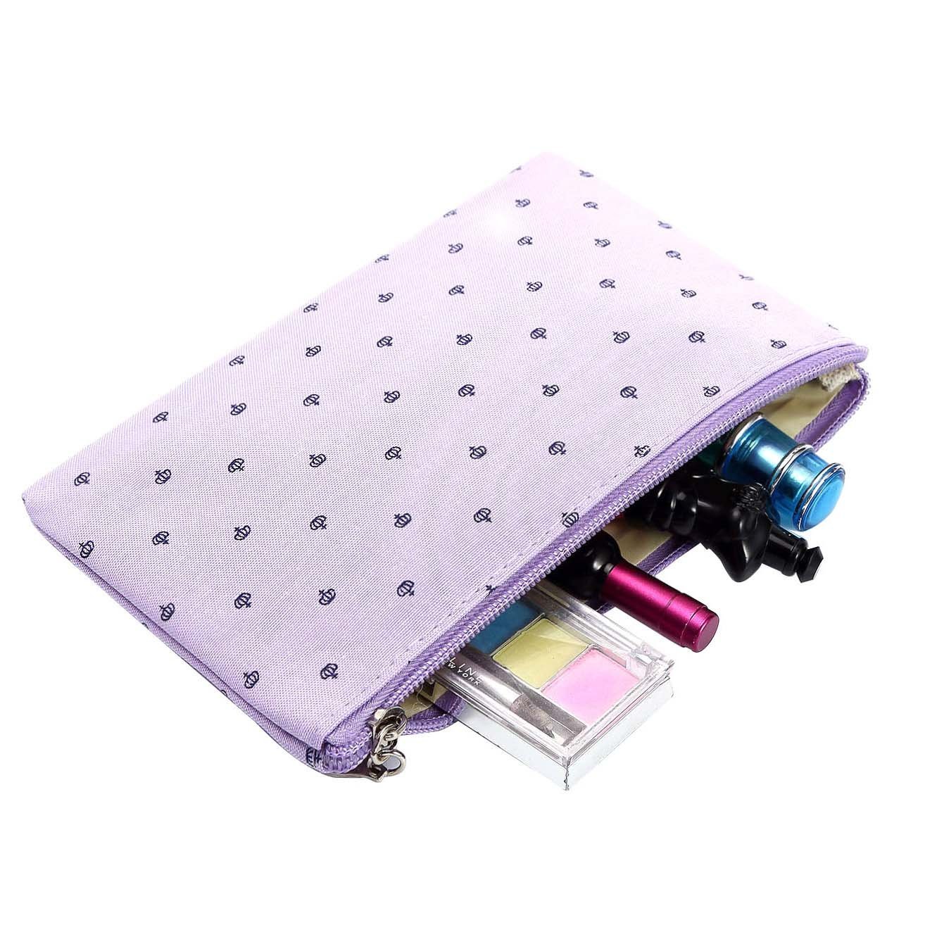 Awestuffs Portable Cosmetic Bags Set of 3 Different Sizes Makeup and Toiletry Pouch Purse Bag for Travel or Daily Use (Set of 3) (Purple) 3