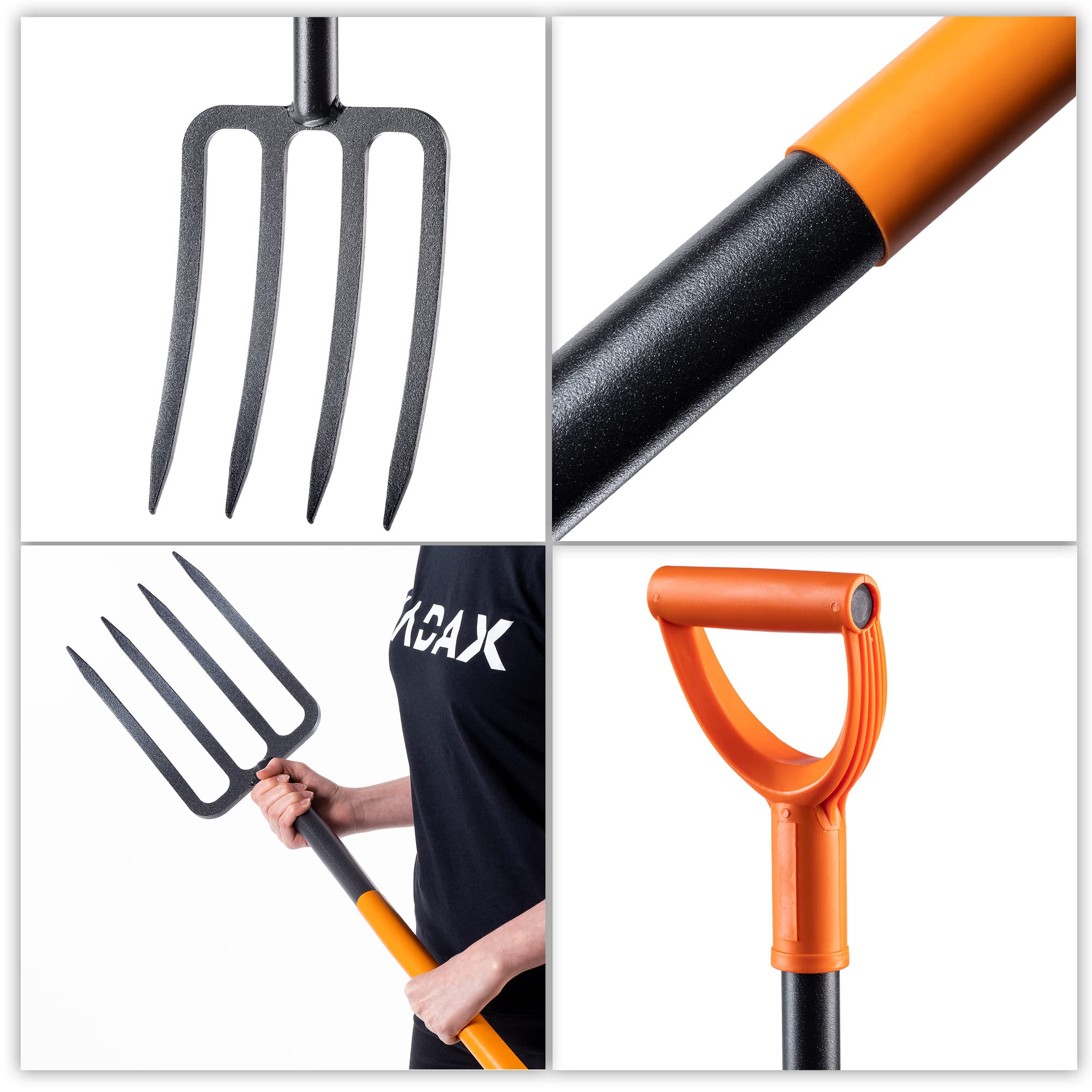 KADAX Forca Da Giardino In Acciaio 4 Denti Con Manico A D - Vanga Forcella Per Scavare E Arieggiare Il Terreno - 2,3 Kg