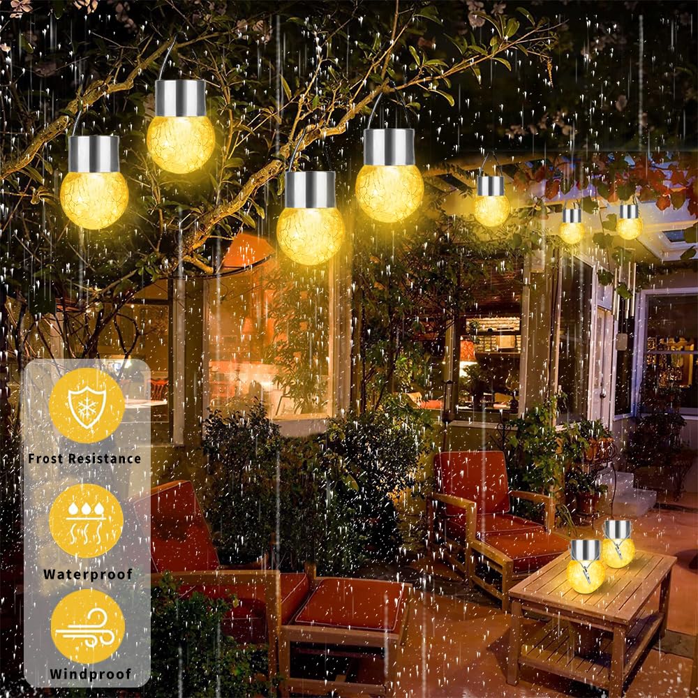 LED in Vetro Solare,10 PezzI Luci Solari Esterno,Lampada Solare in Vetro con Catena Luminosa a LED,Interno ed esterno,Giardino,Balcone,Decorazione del Partito (Bianco caldo)