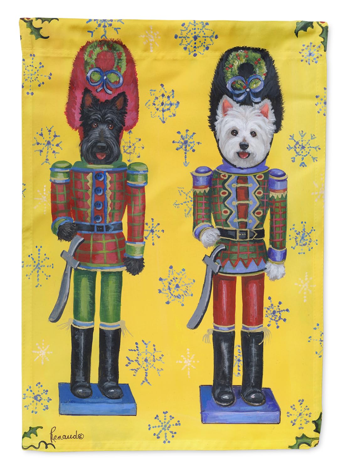Drapeau écossais Westie Noël Casse-noisettes grand pavillon extérieur toile hiver L
