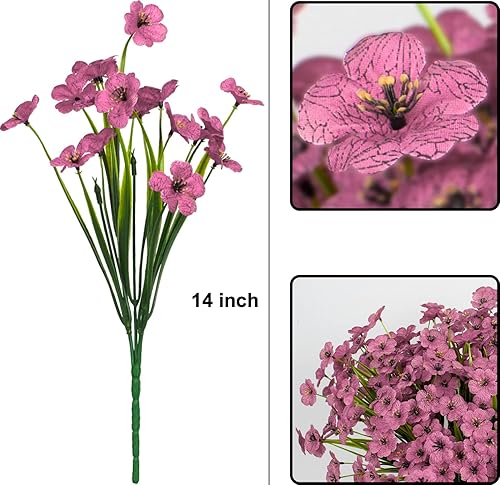 Miniatura 5 de LANKAMO 15 paquetes de flores artificiales de seda para exteriores, resistentes a los rayos UV, flores sintéticas de tela de plástico, plantas