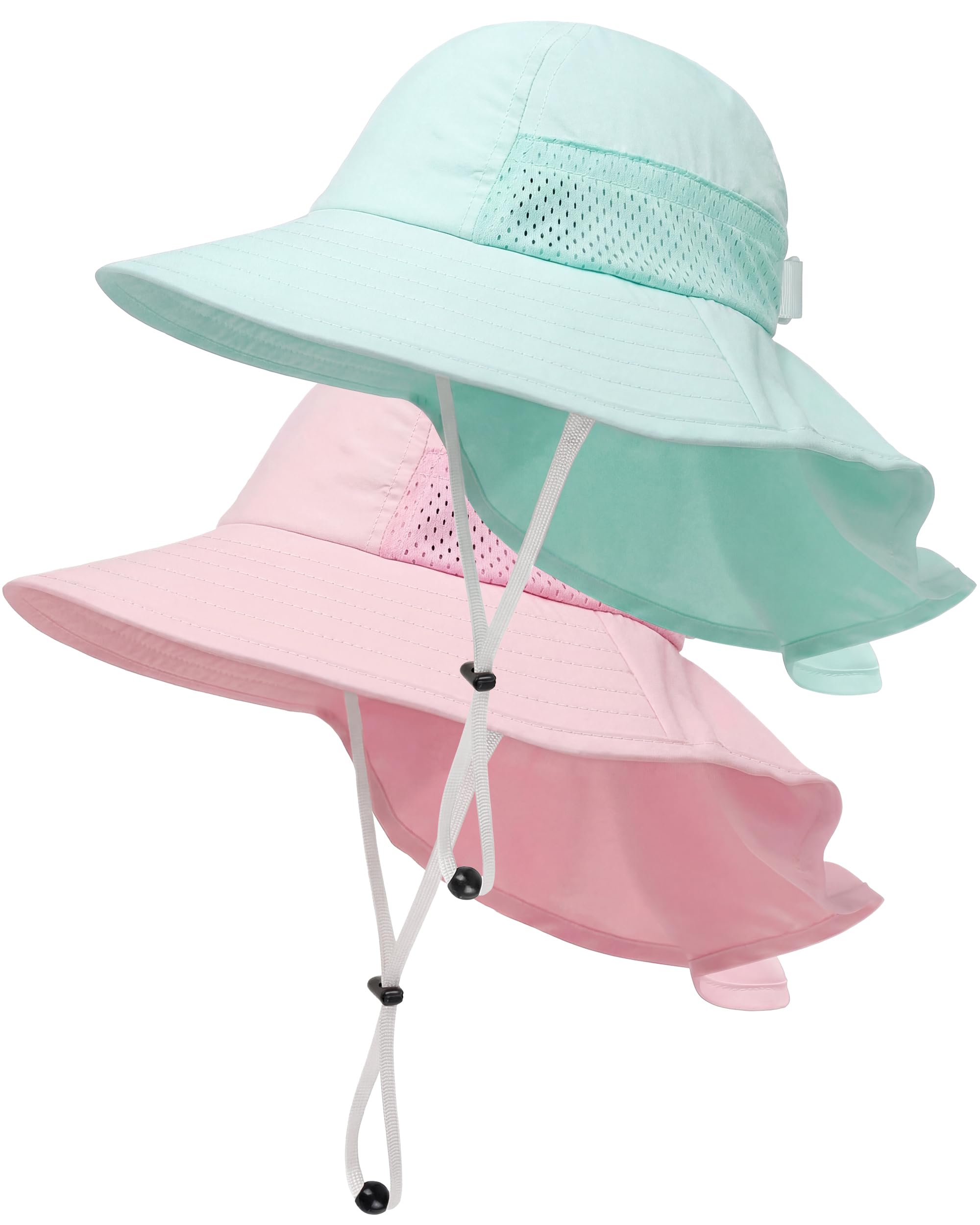 Toddler Baby Sun Hat Kids Summer Beach Essentials Adjustable Beach Hats with Bucket Wide Brim for Boys Girls Age 0-14 Years