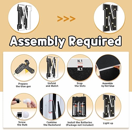 Miniatura 4 de imprsv Letras de marquesina negras de 3 pies decoración de fiesta negra - Letra C iluminada grande de 3 pies de alto - Carta de decoración de fiesta