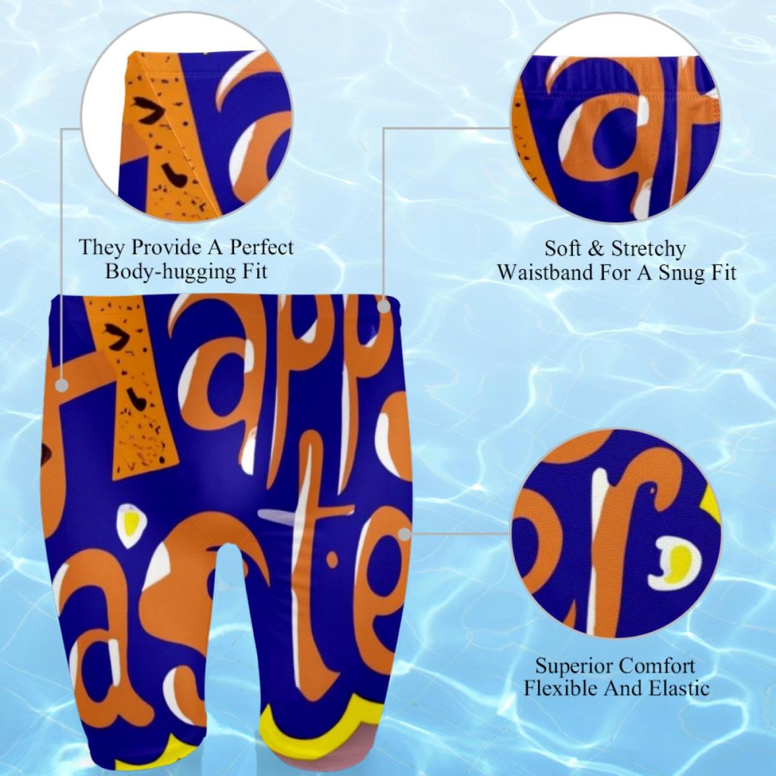 Happy Easter Swimsuit for Men & Boys,Competition Lap Swim Suit, Square Leg Endurance Training Multicoloured