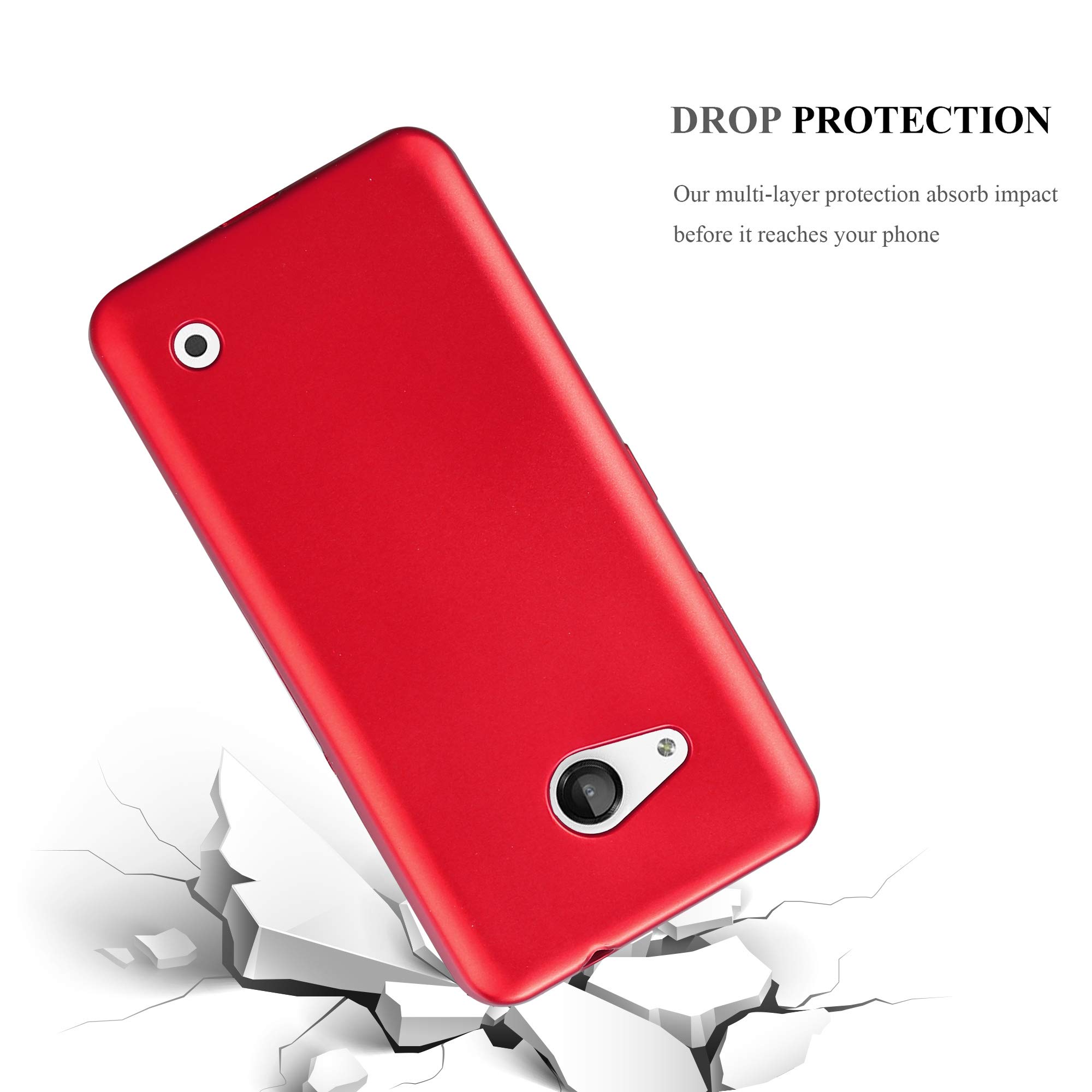 Cadorabo Custodia Per Nokia Lumia 550 - Cover Sottile In Silicone TPU, Effetto Metallizzato Rosso, Protezione Antiurto Morbida - 3