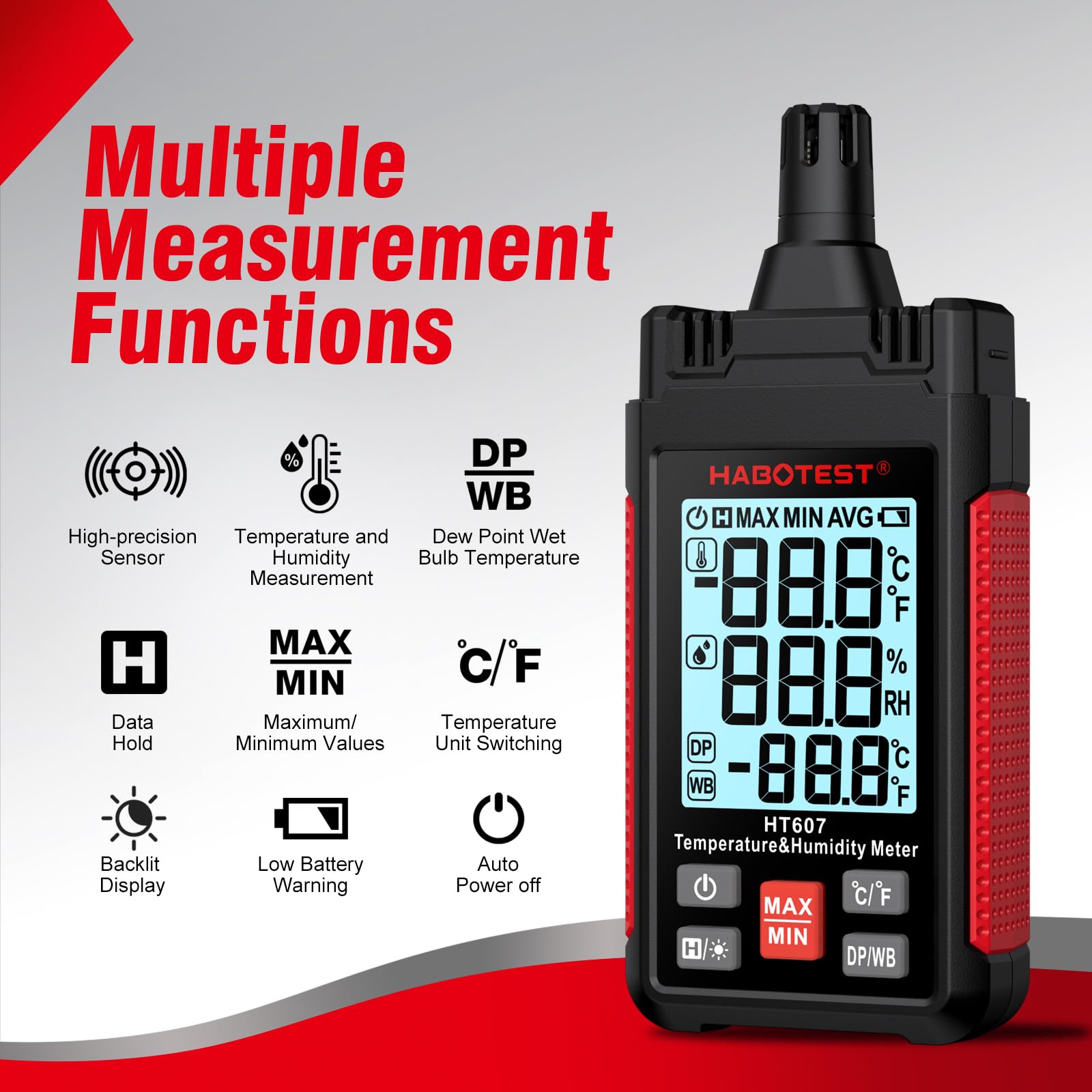 Habotest Misuratore di temperatura e umidità HT607