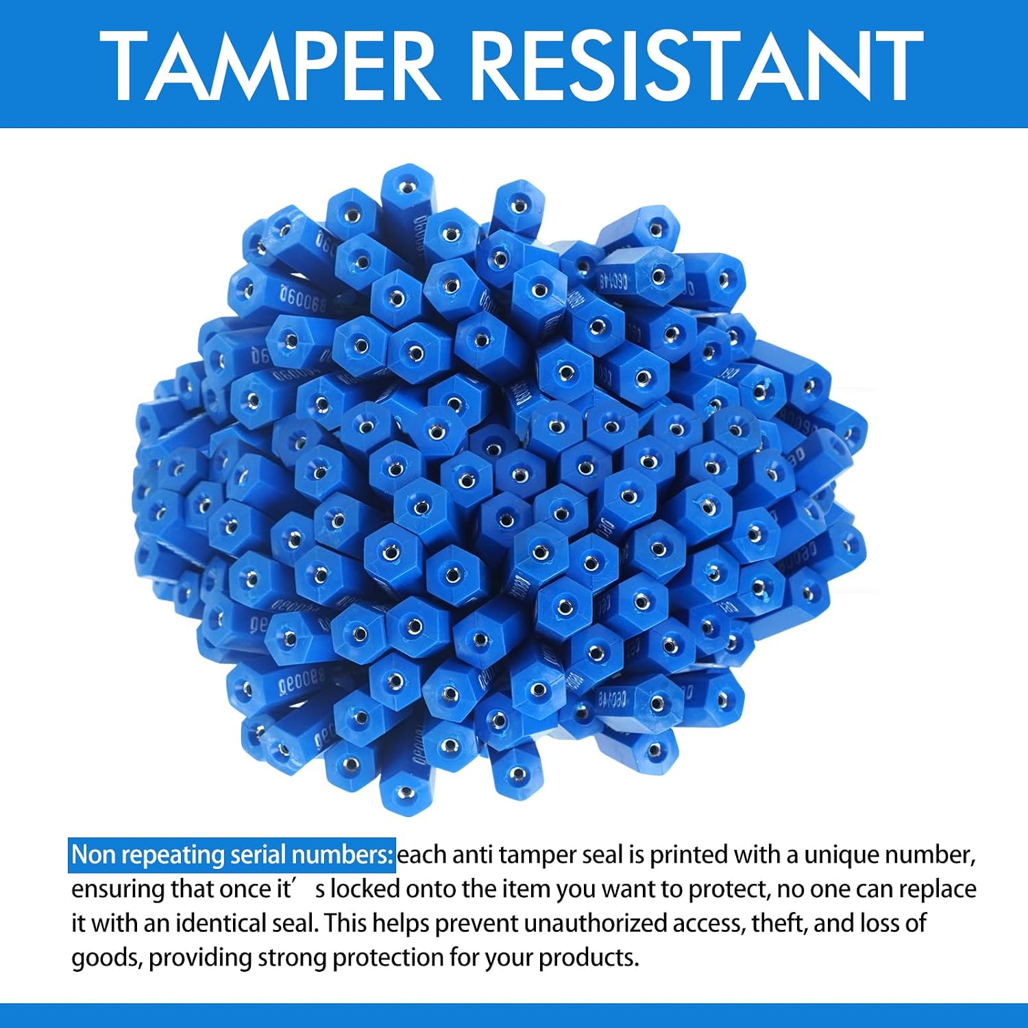 210 Pcs Steel Security Cable Seals 13 Inch Disposable Blue Self Locking Numbered Tags Metal Numbered Anti-Tamper Shipping Seal for Truck Cargo Trailer Container Trailers
