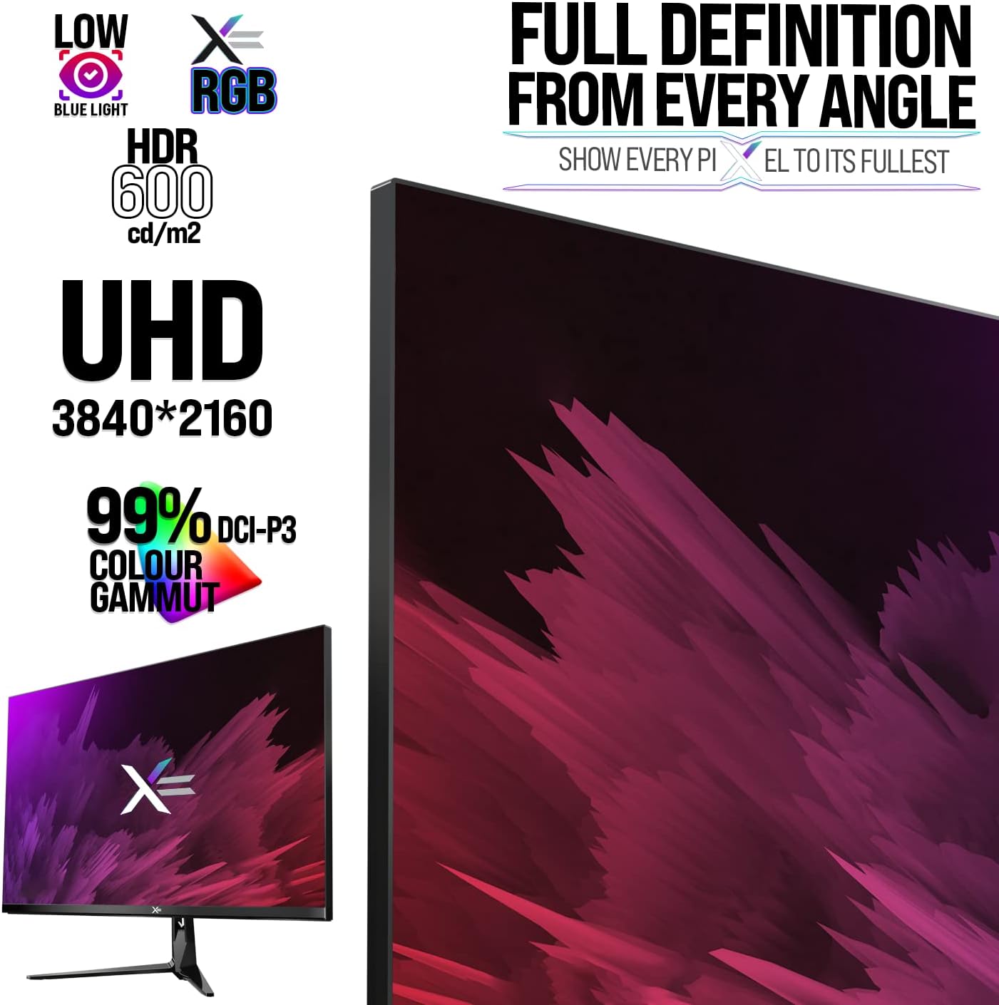 X= XRGB27UHD 27 UHD 4K 3840x2160 Nano IPS 144Hz FreeSync/G-Sync DP HDMI 2.1 RGB Monitor da gioco