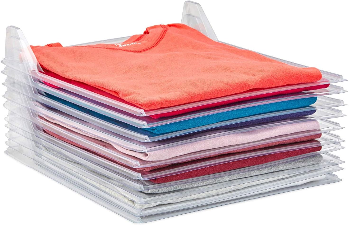 Tee Shirt Organizer Clothing Dividers - 10 Pack Stackable T Shirt, Document Organizer, Clothes Storage Travel Holders Organizers for Closet Organization -Pull Out Tshirts Without Messing Other Clothes
