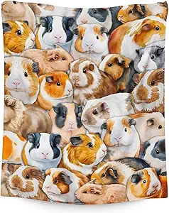 Guinea Pig Blanket Gifts - 60x80 Inches Cute Throw for Girls & Boys - Brown Soft Fuzzy Blankets for Bed, Couch & Living Room