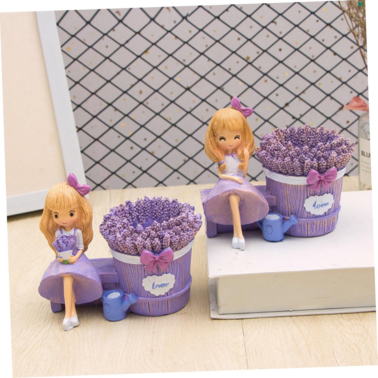 MAGICLULU 2pezzi Portapenne Decorativo Forma Di Ragazza Lavanda Contenitore Per Penne e Cancelleria in Resina Portapenne Da Scrivania Per Piccoli Oggetti