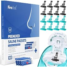 FireAnt 16 Pack Silicone Saline Pods Refills and 100 Count Salt Packets Set, Compatible with Navage Nasal Care, Includes 100 Saline Packets Sinus Rinse + 16 Reusable Salt Pads in Black & Blue