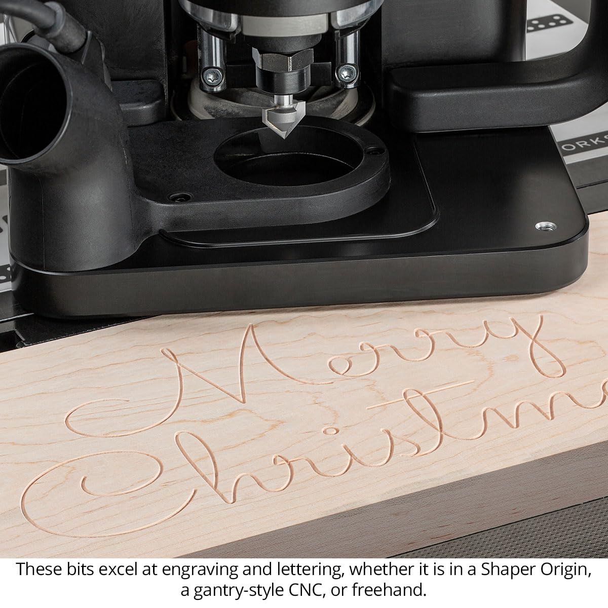 90° V-Groove Carbide-Tipped Router Bit, 2 FL, 1/4" SH, 1/2" Dia, 1/4" CL, Clean Engraving, Lettering & Miter Fold Joinery on CNC, Handheld & Table Routing, USA-Made US229050VG