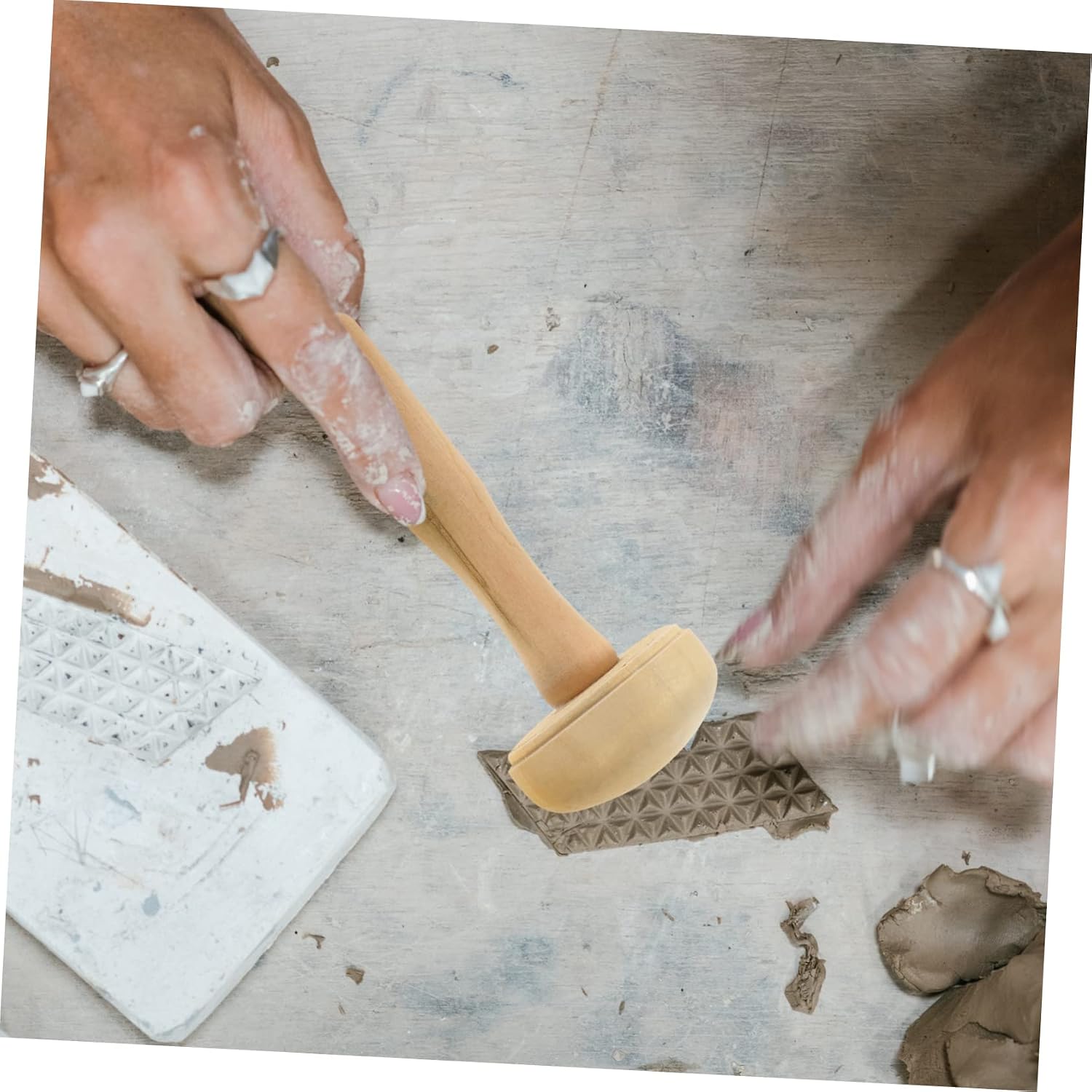 KONTONTY 10pcs Wooden Art Printing Roller Ink Rubbing Tool for DIY Pottery Craft Painting