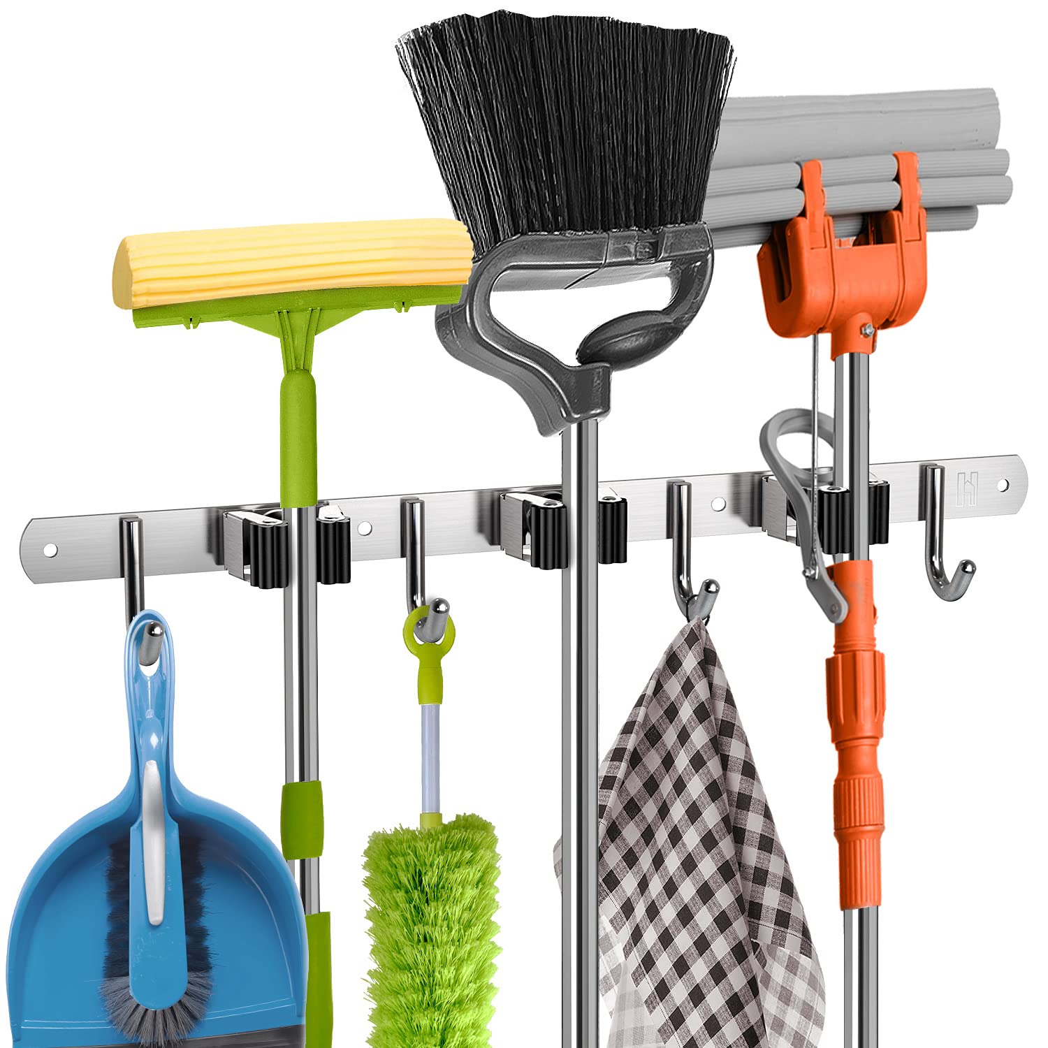最新発見 特別価格Favbal Mop Broom Holder Wall Mount Stainless Steel Storage