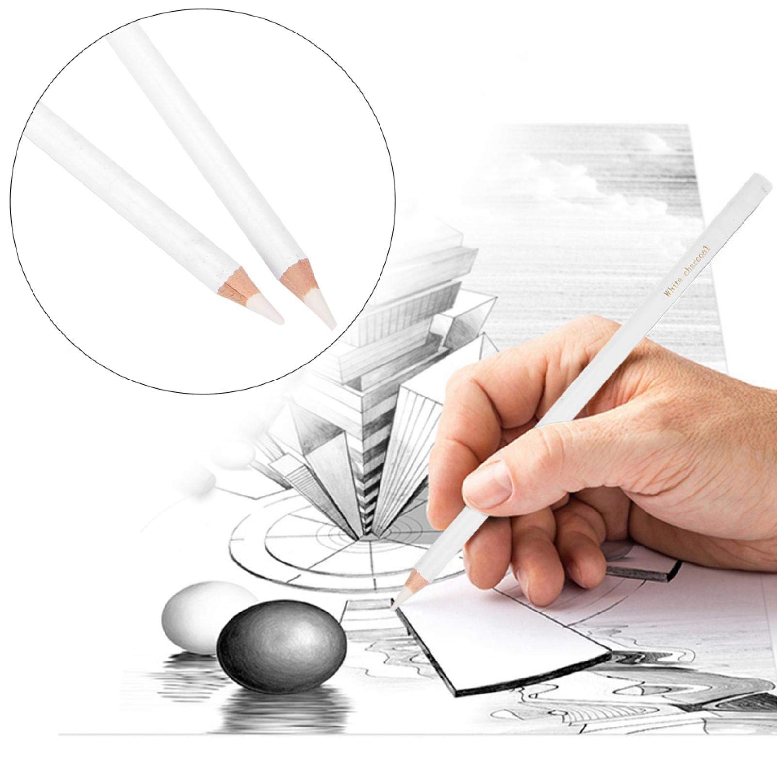 チャコール鉛筆画 Amazon | OFFSCH 10個 黒の六角鉛筆 メタリックペンシル 黒