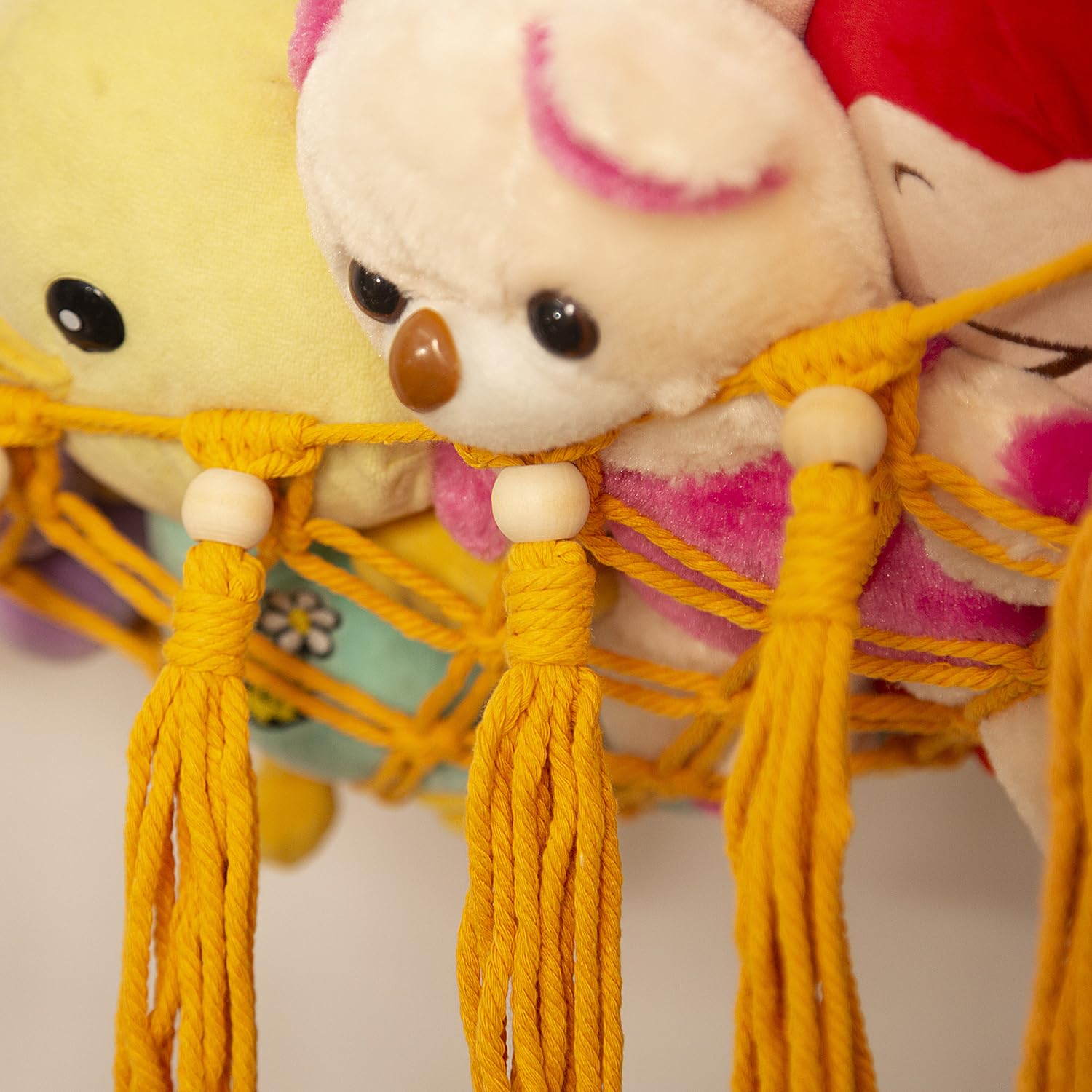 Stuffed Animal Hammock Teddy Bear Net Plush Holder Soft Toy Storage Organizer Boho Macrame Toy Holder-Orange - Image 4