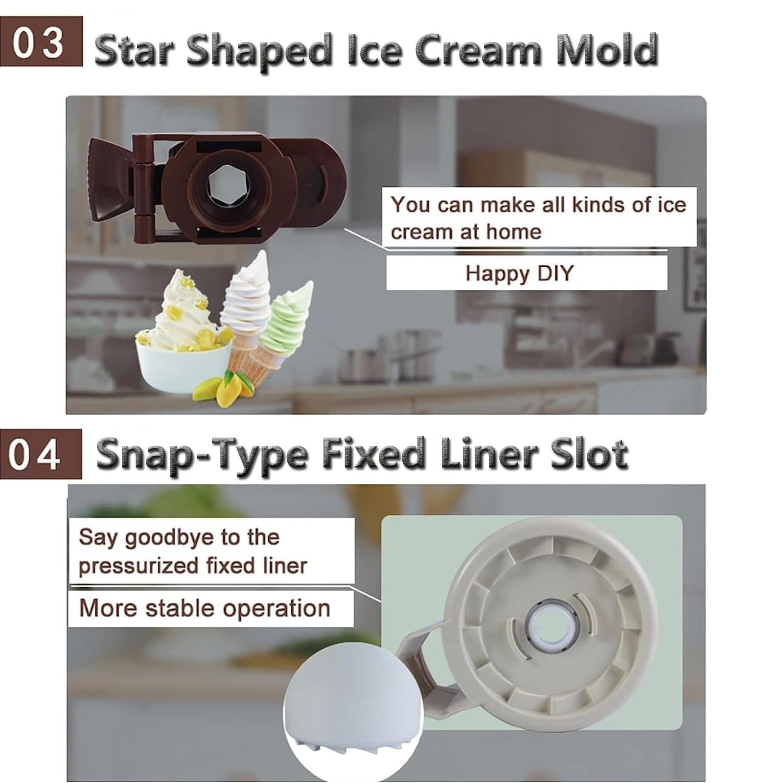 Maszyna do tworzenia lodów z kompresorem, maszyna do tworzenia lodów w domu, Jogurt Mr Whippy Ice Makers, automatyczna maszyna do lodów o dużej pojemności 1L Maszyna do lodów o dużej pojemności do jog