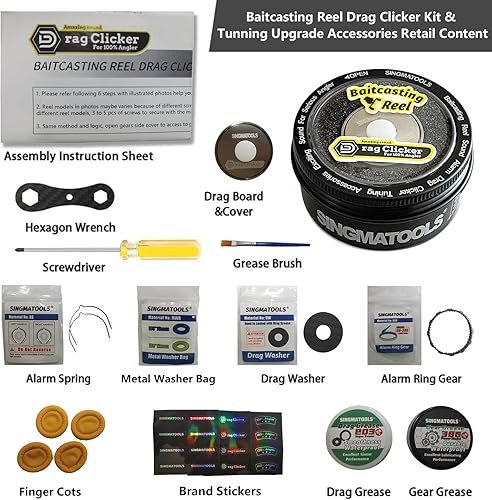 Miniatura 2 de Baitcasting Reel Drag Clicker Kit para Shimano Curado Tranx Metanium Bantam Chronarch MGL SLX DC XT Series Equipo de Pesca Equipo y Equipo Reel