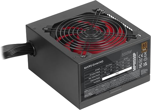 Mars Gaming MPIII550P, ATX-Netzteil 550W, 5 Jahre Garantie, APFC, 120 mm FDB-Lüfter AI-RPM, SMD-Technologien, Japanische 105º-Kondensatoren, Ummantelte Premium-Kabel, Schwarz - 2