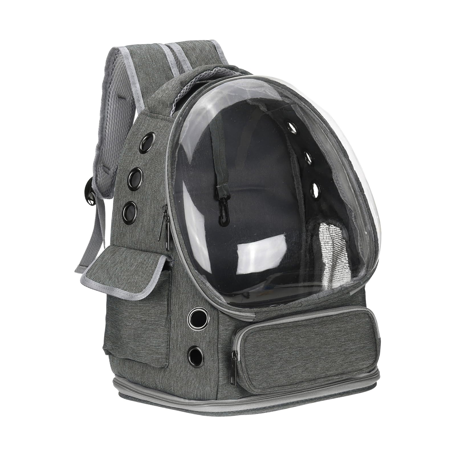 QUARKZMAN Mochila Transportadora para Mascotas, Portátil Y Ventilada, Tela Oxford, Bolsa De Viaje para Perros Y Gatos con Cubierta Transparente 13.39", (Gris, 1 Unidad)