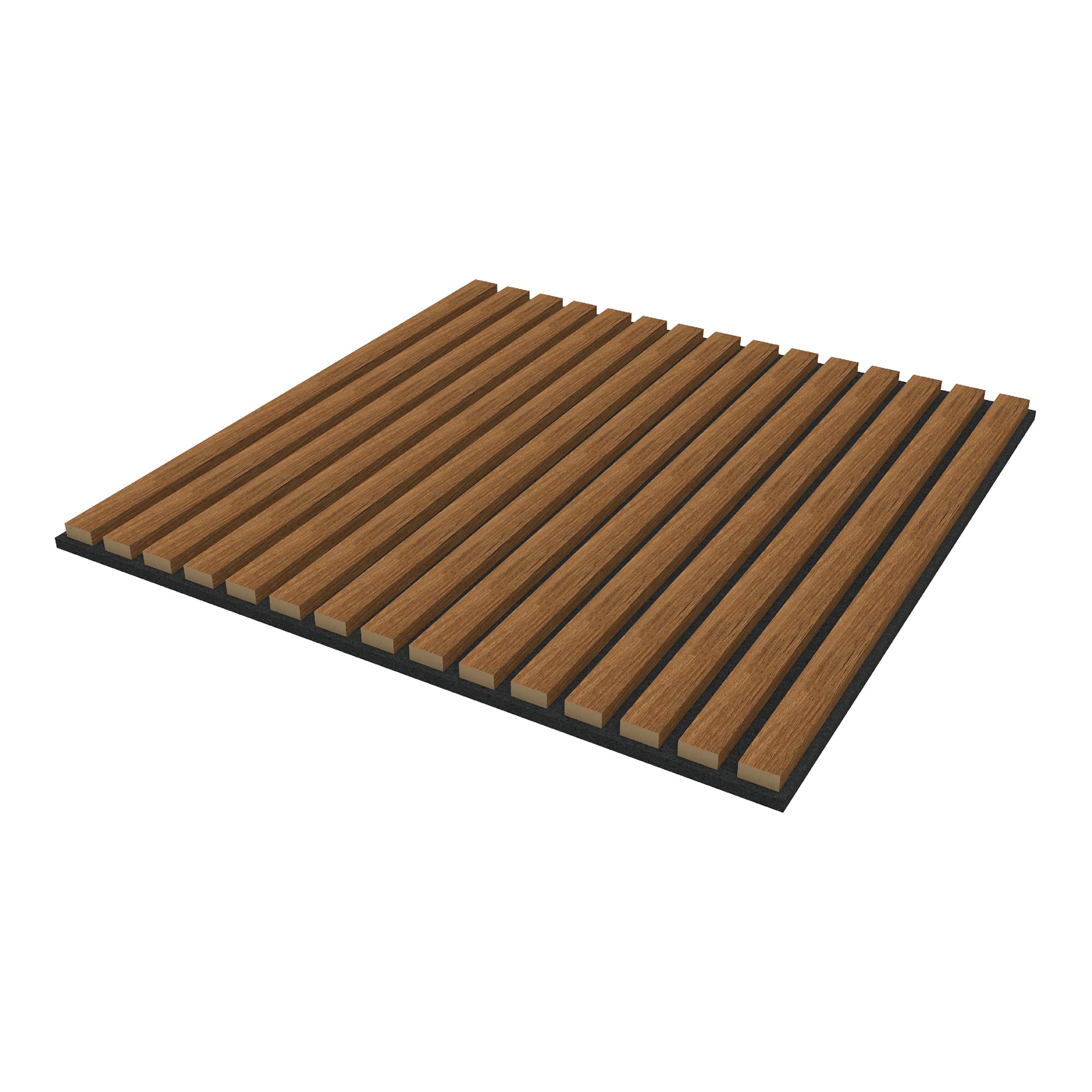 NEU.HOLZ Lot de 4 Panneaux Acoustiques Muraux et pour Plafond à Lamelles Droites Isolation Sonore Style Scandinave Installation Facile Chambre Séjour Studio MDF 1,44 m² 60 x 60 cm Effet Teck