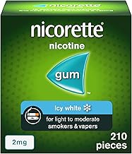 Nicorette Icy White 2mg Gum (210 Pieces), Discreet Stop Smoking and Stop Vaping Aid to Help you Quit For Good, Tackle Cravings and Withdrawal Symptoms, Nicotine Gum (Quit Smoking or Vaping)