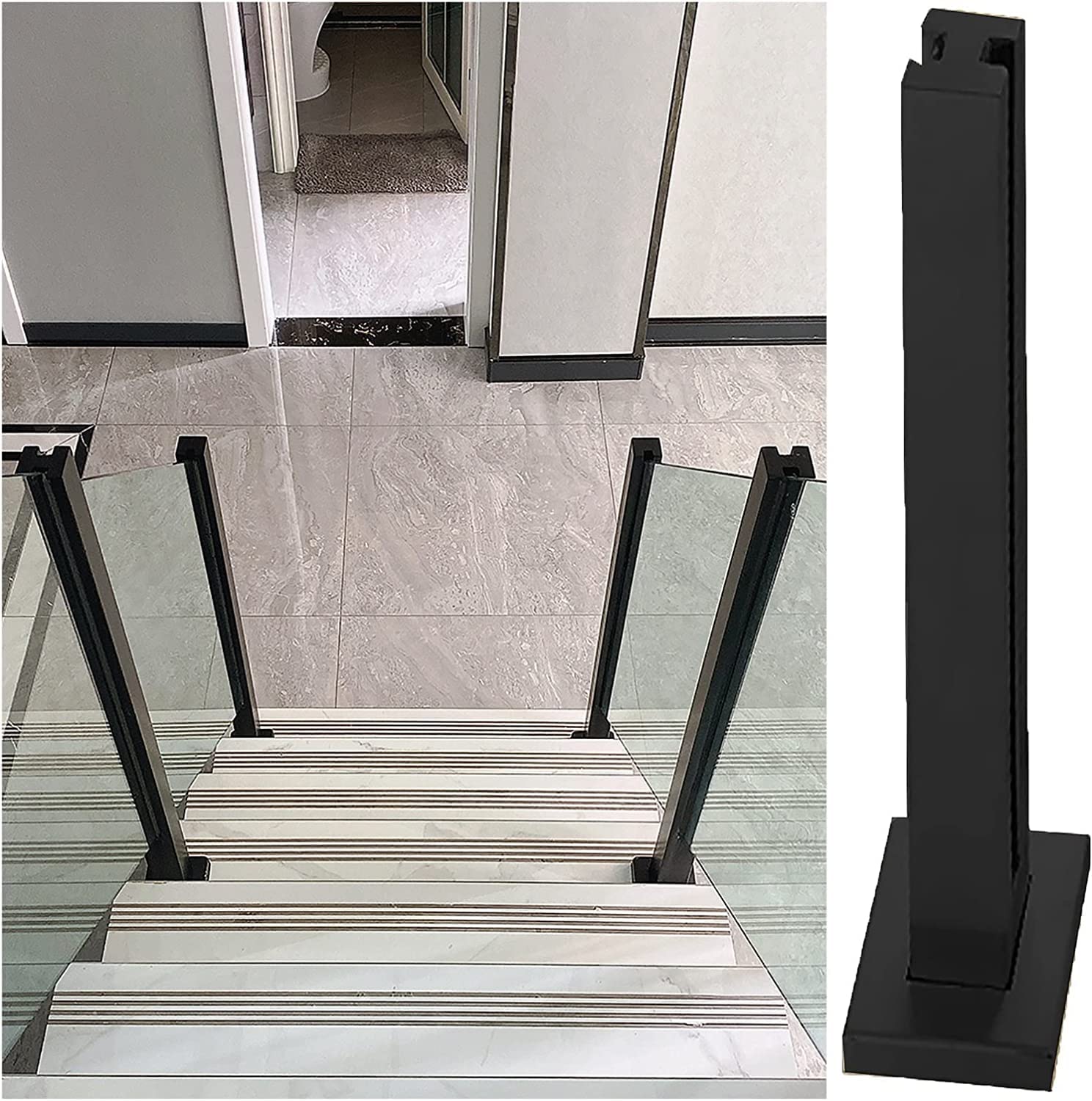 Buy JIngtoNG Black Deck Glass Railing Post, Patio Stairs/Indoor ...