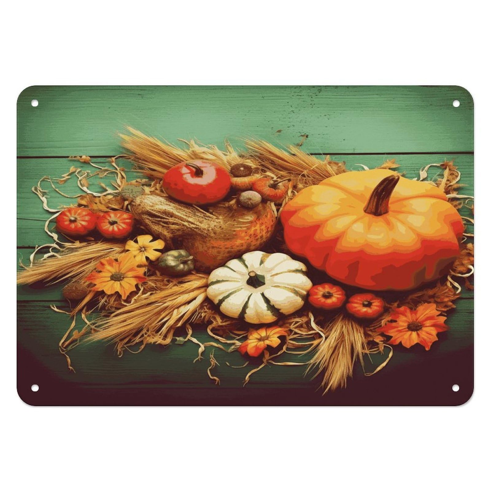Btcowzrv Style Happy Thanksgiving Metal Sign, 5.5" X 7.9" Tin Wall Decor, Wall Art Plaques For Home Wedding Decor Room Living Room Decoration