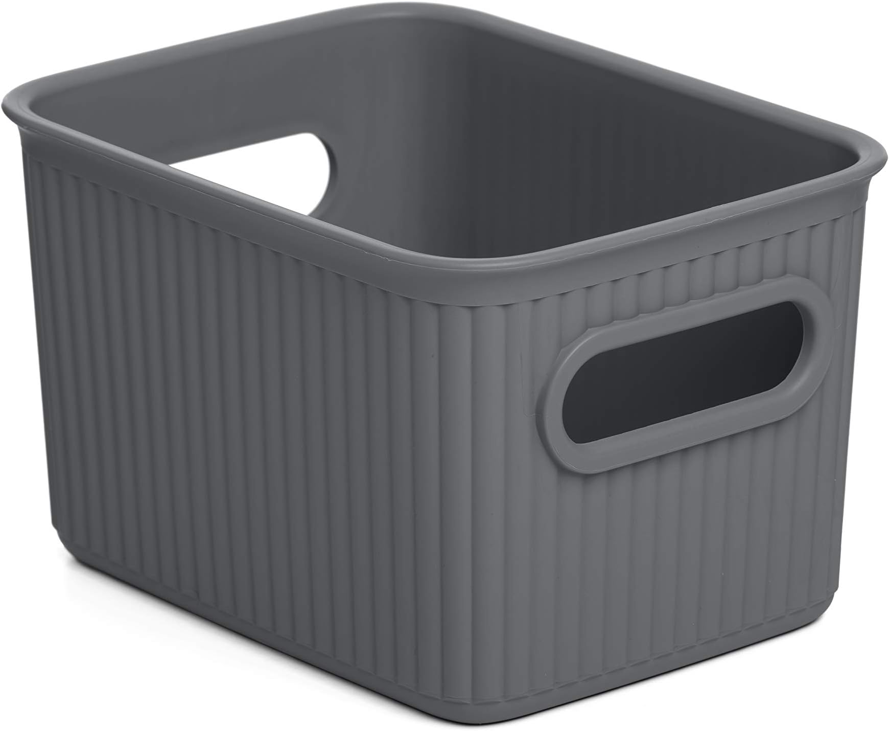 TATAY Plastic Storage Basket Baobab | Set of 4 Organiser Boxes | Integrated Handles | Compact and Versatile Design | BPA-Free Recycled Plastic | 12.5x16.4x10 cm, Grey
