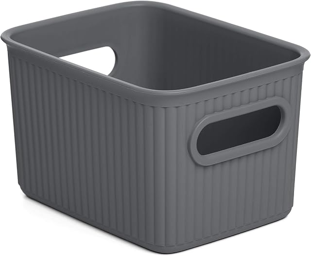Tatay Baobab Multi-Purpose Small Storage Basket with Capacity for 1.5 Litres, Anthracite Grey, 12.5 x 16.4 x 10 cm