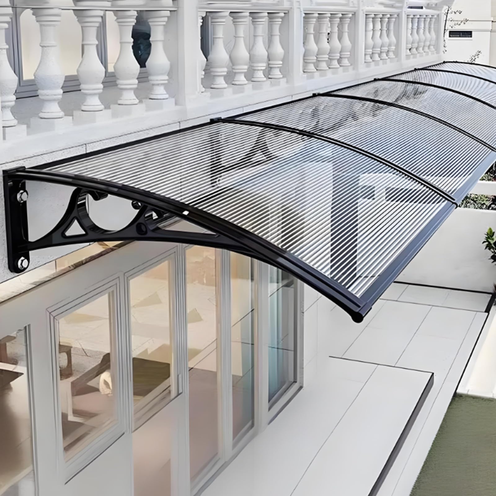 LWJSOCP Clear Polycarbonate Door Canopy Window Awning Outdoor Veranda Shelter Easy Installation Awning Cover for Entrance 100x240cm 39x94in Weather Resistant Protection