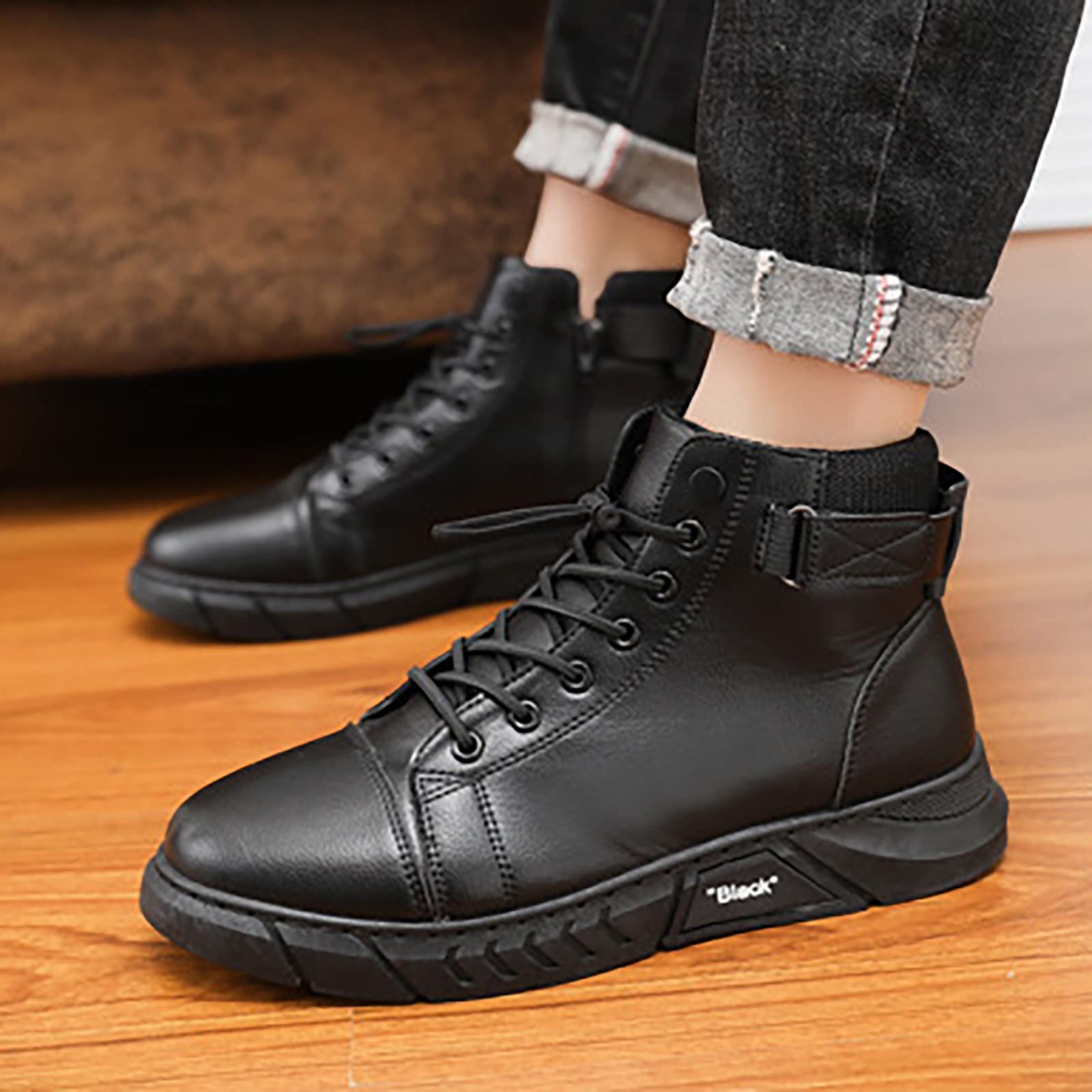 Produttore di Scarpe Casual da Uomo in Pelle Sintetica con Tacco Personalizzato Nero