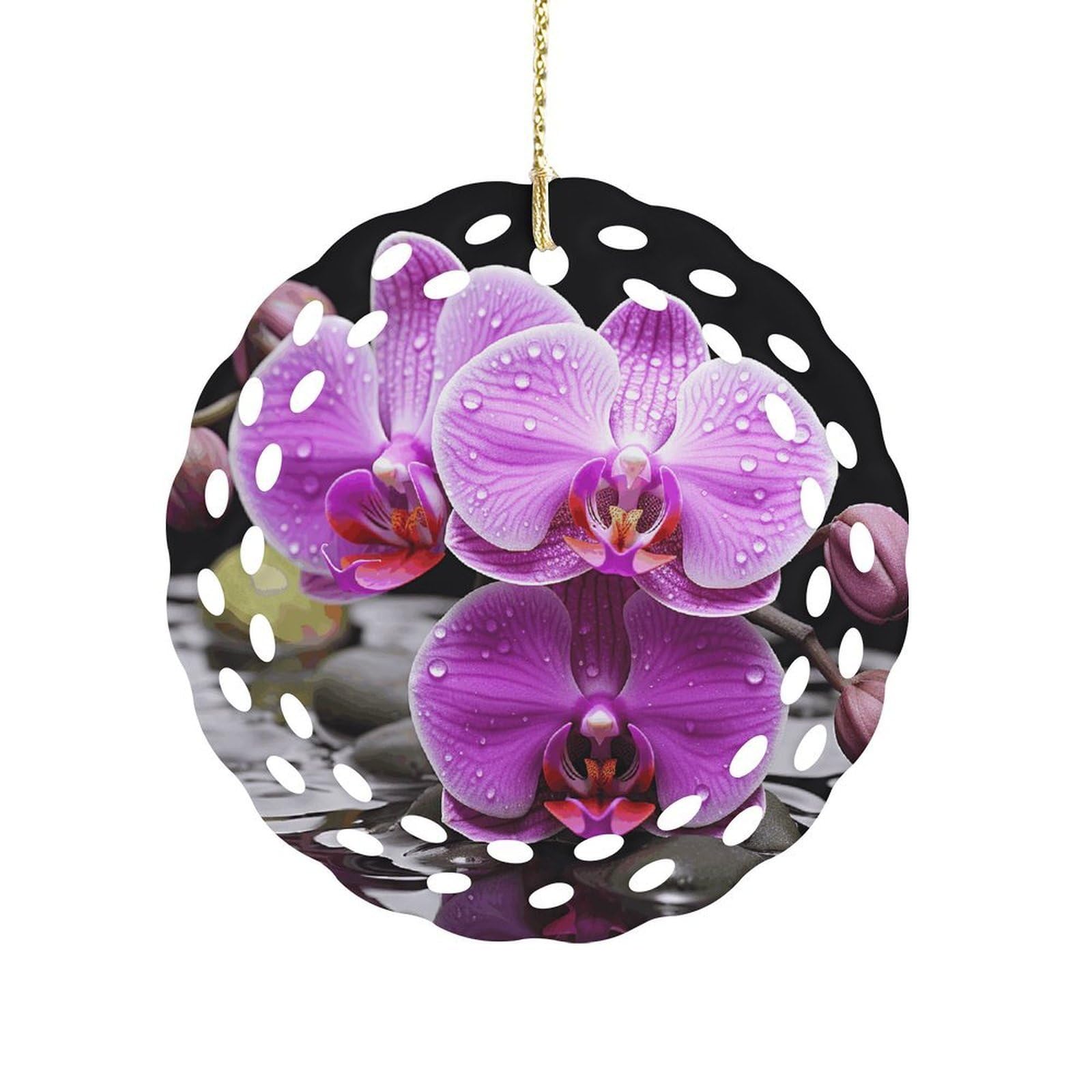Khauerbc Women's Style Purple Orchid Hanging Decorations-3.2 In .Round Ornament For Decorating Shopping Malls, Shops, Homes.holiday Keepsake For Grandma Mothers Birthday.