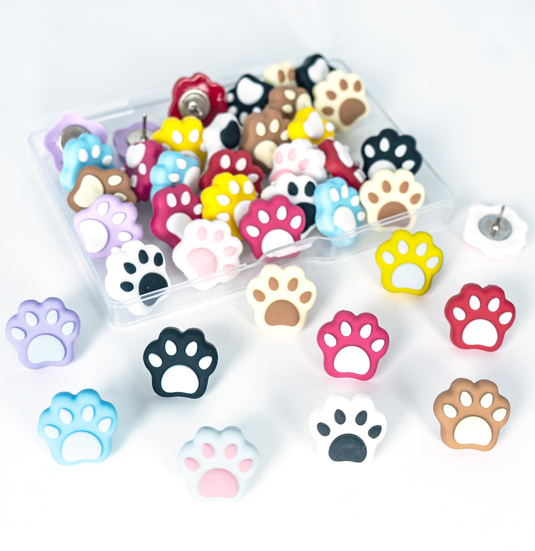 30 chinchetas para tablón de anuncios, chinchetas de gato, tachuelas decorativas para el pulgar, lindos pines de perro para mujer, decoración de oficina, aula, decoración del hogar (30 patas de gato)