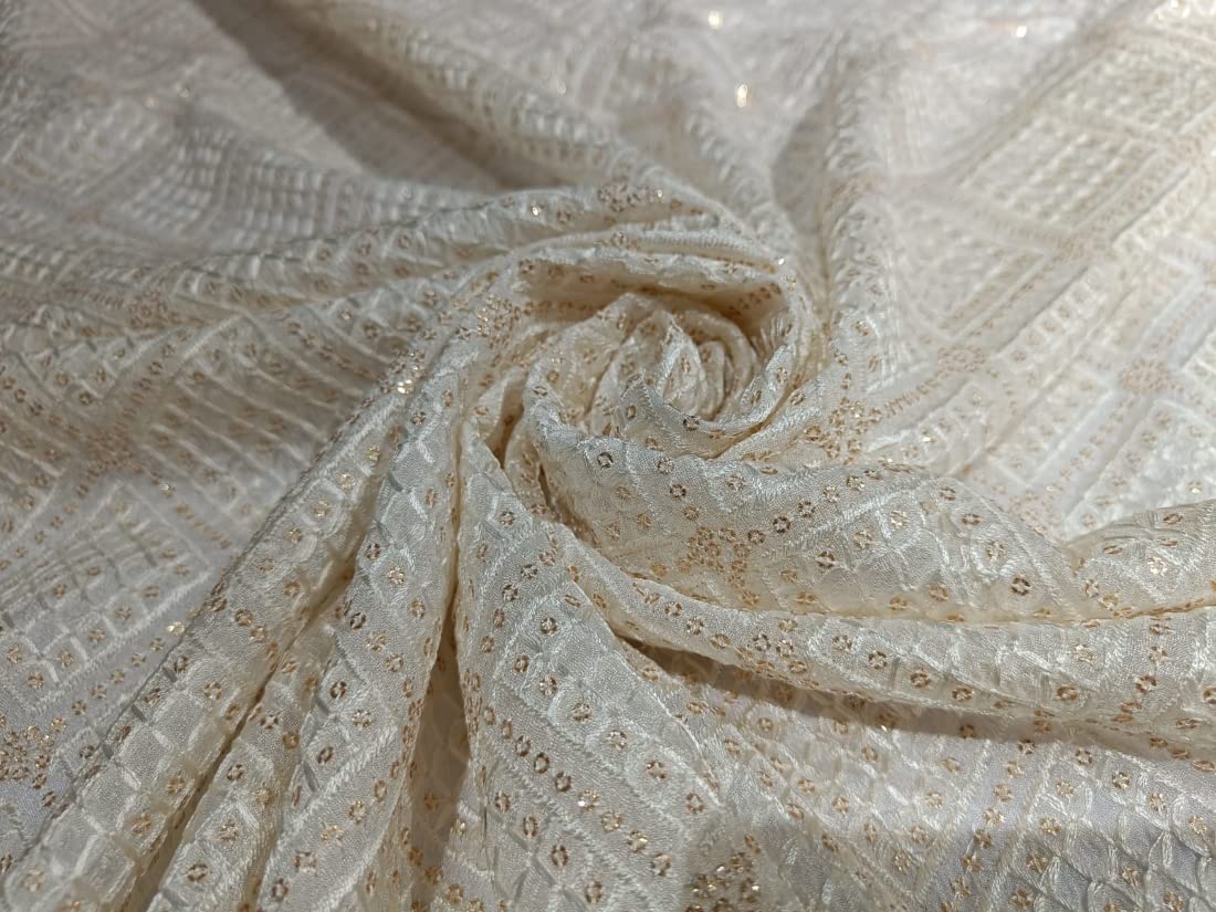Chinon Fabric Embroidered ~ with Gold Sequence 44