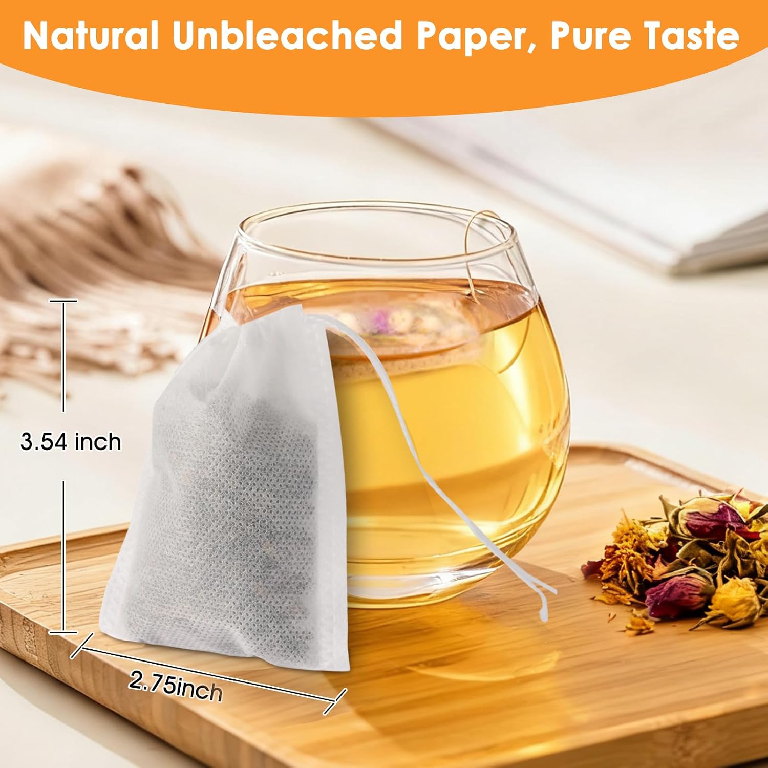 Empty Tea Bags for Loose Leaf Tea, 300pcs Disposable Teabag Natural Material Sachet Bag with String, Tea Accessories Replace Strainer Filters, Bulk Spice Bags for Cooking Herb Coffee