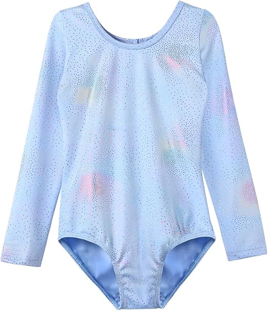 HOZIY Leotards for Girls Ballet Gymnastics Sleeveless Long Sleeve Colorful Sparkles Aqua Blue Pink Purple Solid