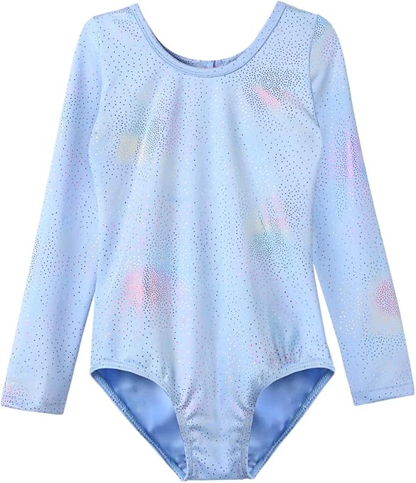 HOZIY Leotards for Girls Ballet Gymnastics Sleeveless Long Sleeve Colorful Sparkles Aqua Blue Pink Purple Solid