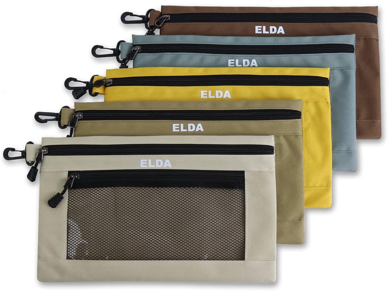 ELDAELDA Tool Bag with Zipper Waterproof Organizer and Storage for Men Heavy Duty Tool Pouch Multi-Purpose Clip on Zipper Pouch Tote Bag,5pack