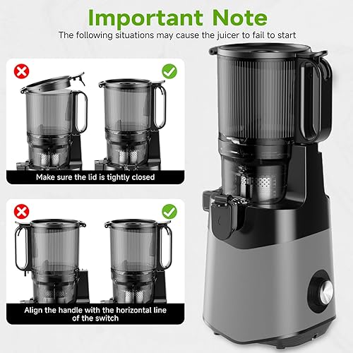 Miniatura 8 de Exprimidor de prensa en frío, máquina extractor de jugo de canal de alimentación de 5.8 pulgadas de ancho con 400 W, alto rendimiento de jugo, Gris