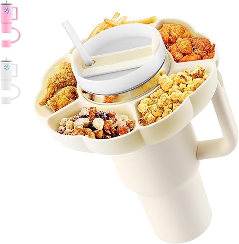 Stanley - Tazón de aperitivos para vaso Stanley de 40 onzas con asa, bandeja de aperitivos compatible con Stanley Cup de 40 onzas, anillo de