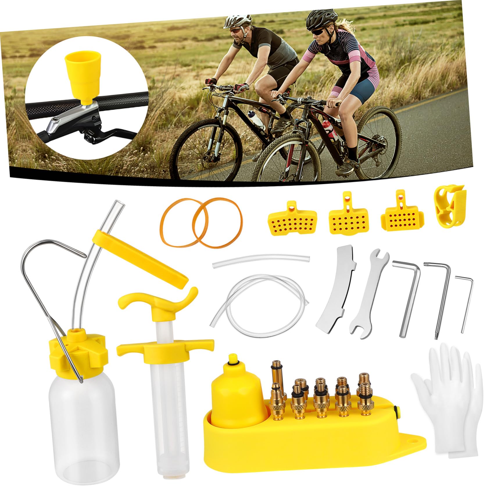 Kit de Purga y de Frenos Hidráulicos para Bicicleta de con Inyector de Aceite Mineral y Conectores Múltiples Herramienta de y Reparación Compatible con Sistemas de Freno y