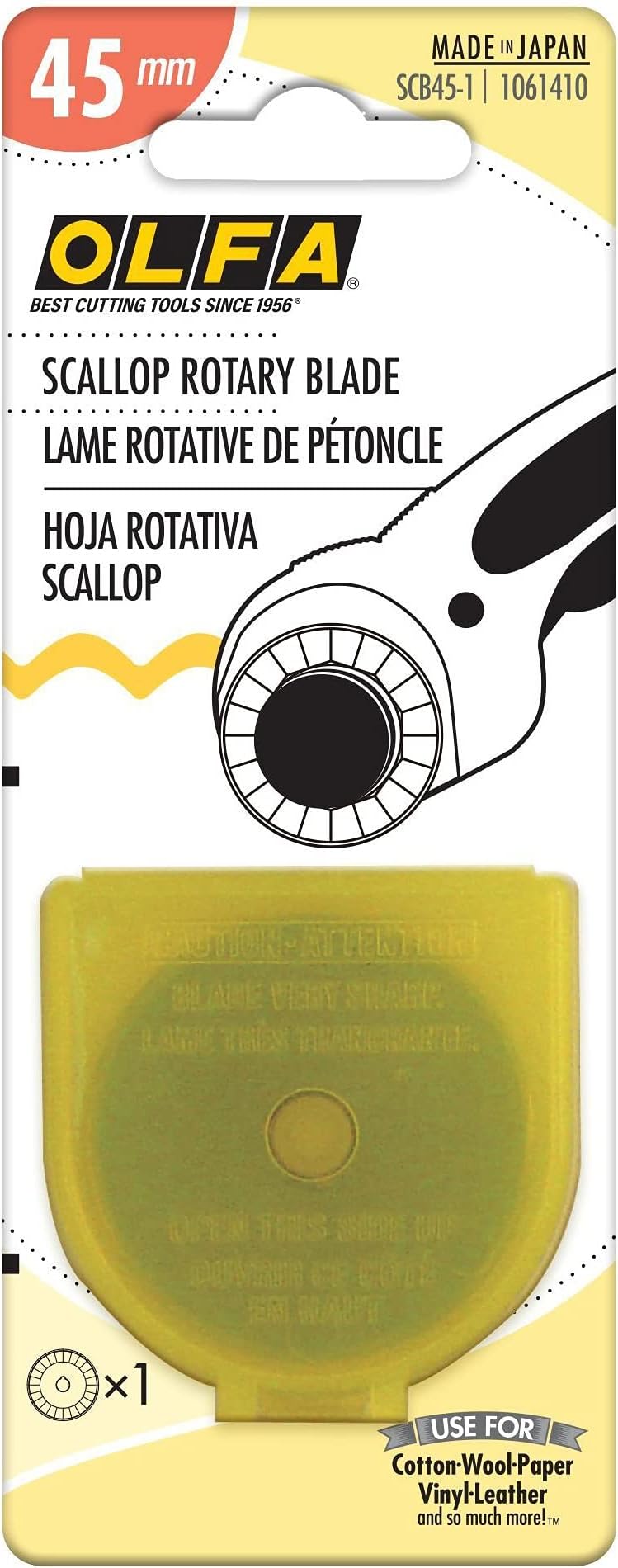SCB45-1 Rotary Blade Refill, 45 mm Scallop 1/Pkg, Silver
