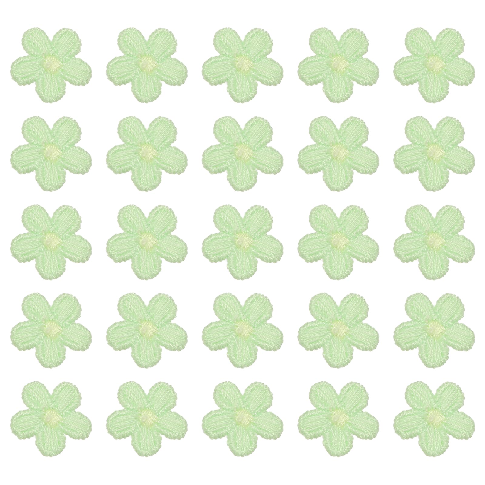 sourcing map 50 Pcs Mini Daisies Flower Sew on Patches, 0.6" Flower Appliques Patches Small Embroidered Floral Appliques Sew for Clothing Hats Bags Hair Accessories DIY, Soft Green