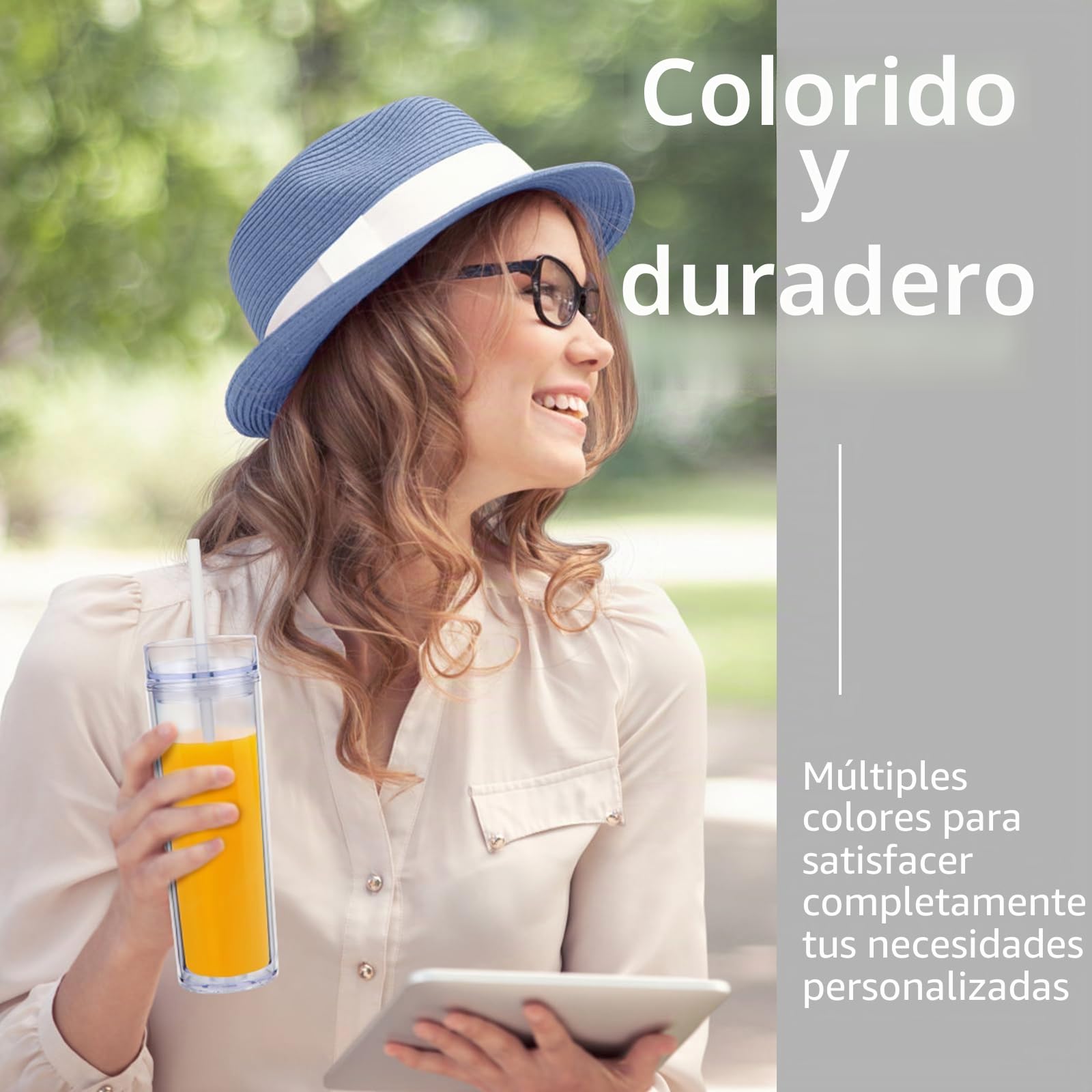 Volhoply Vasos delgados de plástico de 16 onzas, paquete de 10 unidades, vaso de doble pared con tapa y popote, tazas de café helado acrílico mate sin BPA con popote, taza reutilizable de 480 ml para