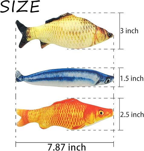 Miniatura 5 de WishLotus Juguetes de hierba gatera, paquete de 3 unidades, juguetes interactivos de peces para gatos rellenos de algodón con hierba gatera,