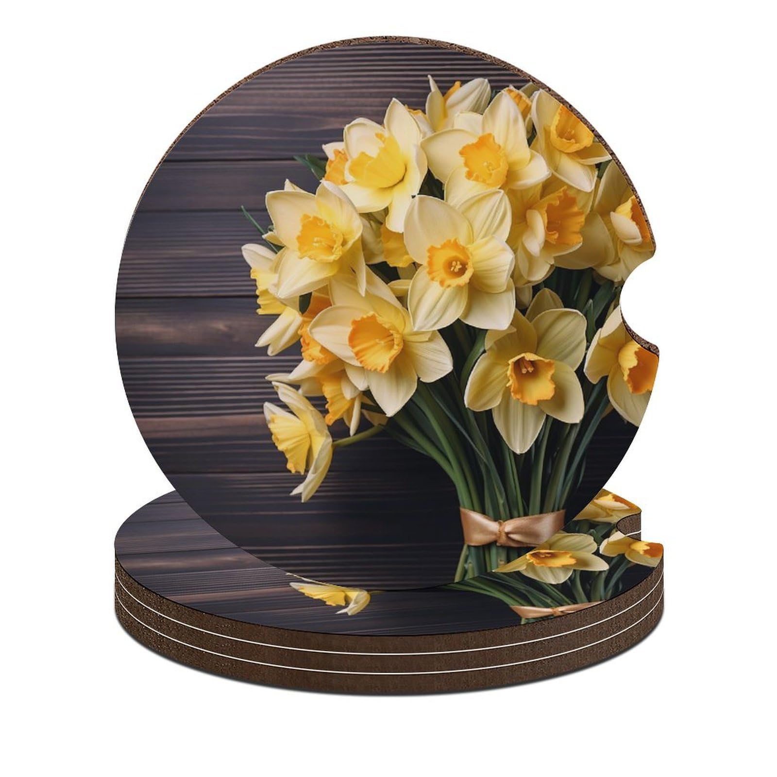 Dessous de verre absorbant pour voiture bouquet de jonquilles pour égayer vos trajets quotidiens