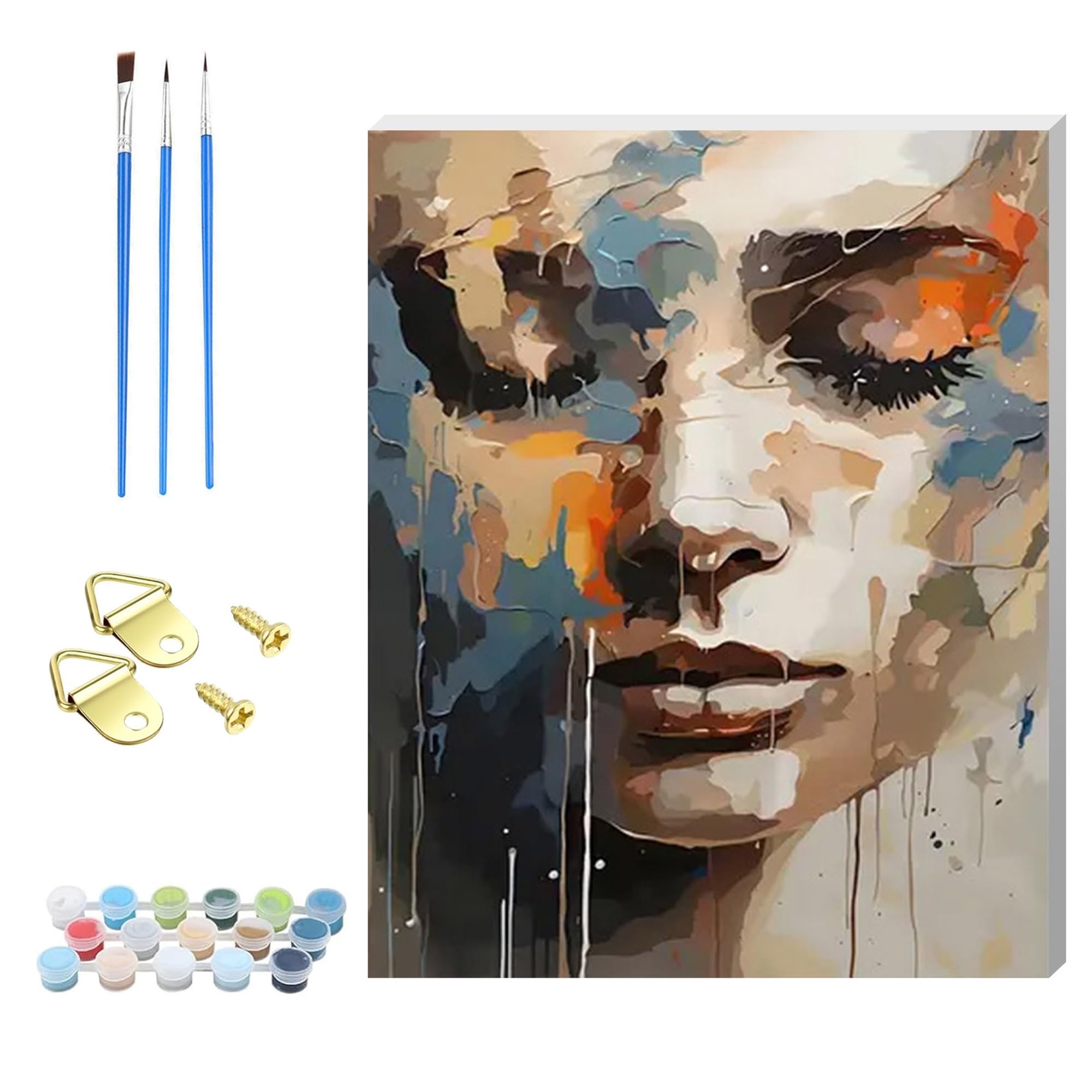 DIY Woman Paint by Number for Adults,Wooden Framed Painting Kits for Adult,Easy Color by Numbers Acrylic,Small Paint by Number Canvas Crafts Watercolor for Beginner Room Decor (Mysterious Face)